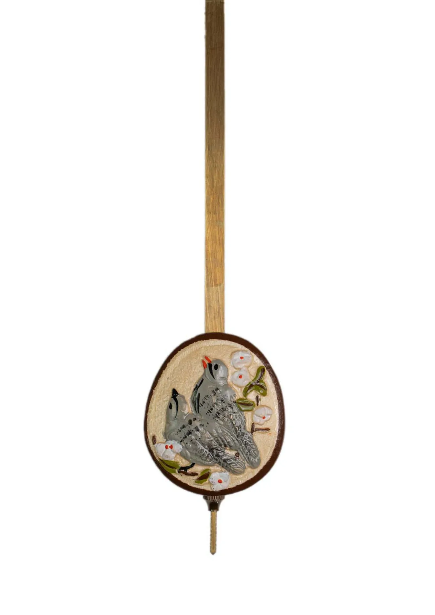 Cuckoo Clock Bell Ringer, Cottage House 1 Day Movement Music (4) Cottage brown-white mechanical black forest cuckoo clock with black forest lady in traditional dress with bollenhut ringing the house bell, while music is being played dancers dance and water wheel turn. made by Hönes