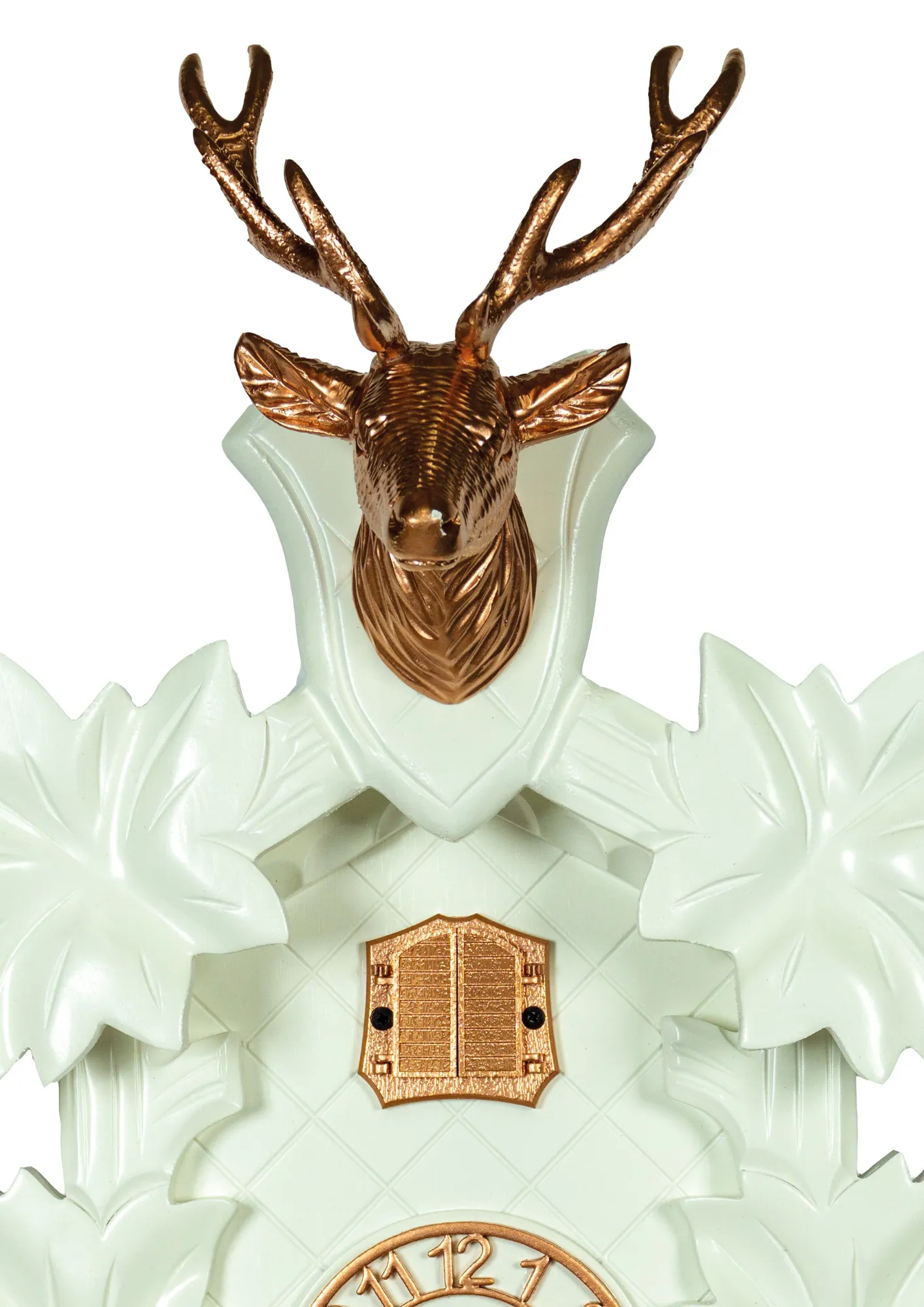 Cuckoo Clock - Modern Rose Gold - Battery (2) Moder White-Rose Gold Minimalistic Battery/Quartz Cuckoo Clock made by Trenkle Uhren