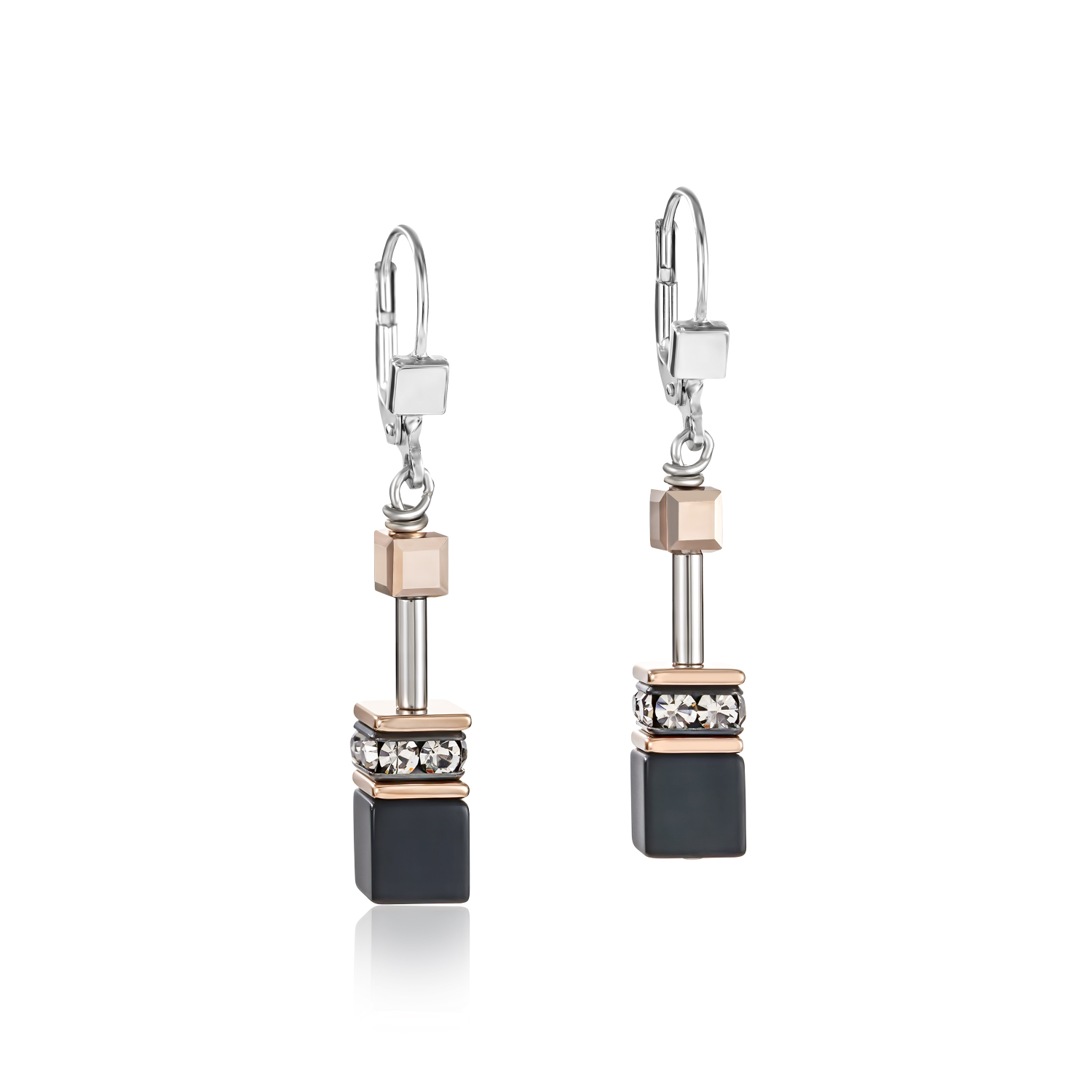 CDL | GeoCUBE® Earrings Onyx | Black-rose Gold