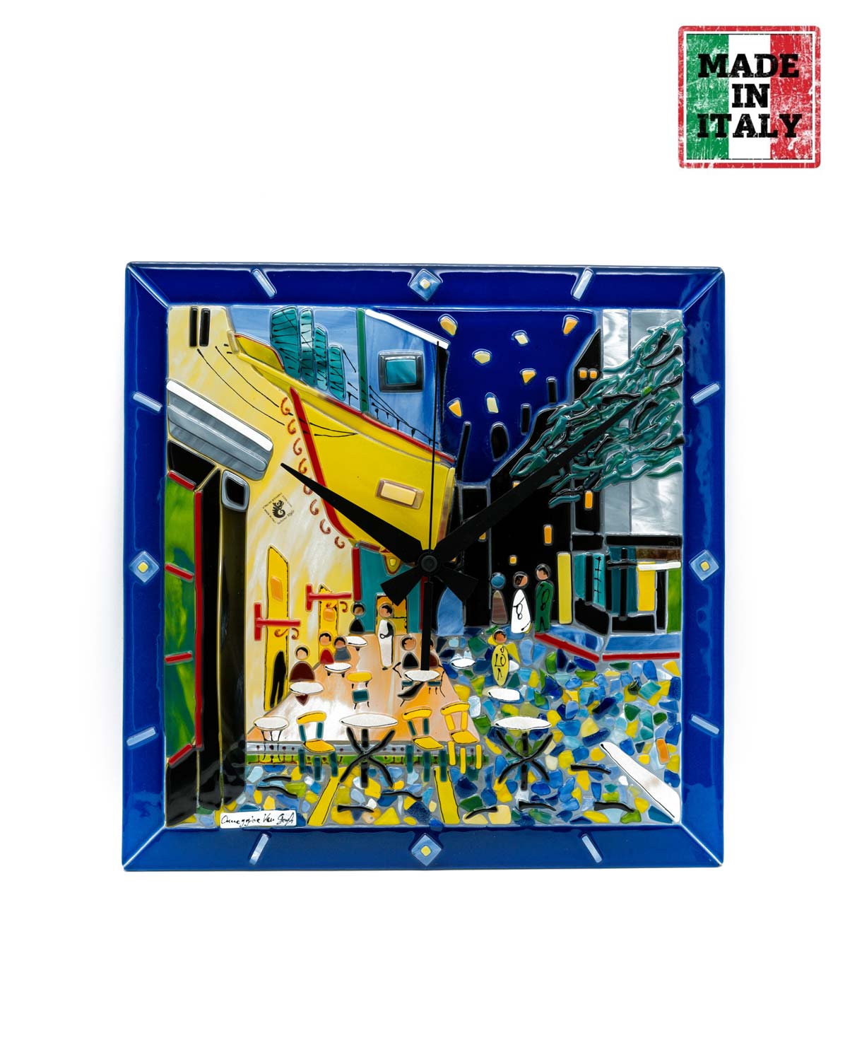 Sebino Glass | Wall Clock | "The Café terrace at night" Collection