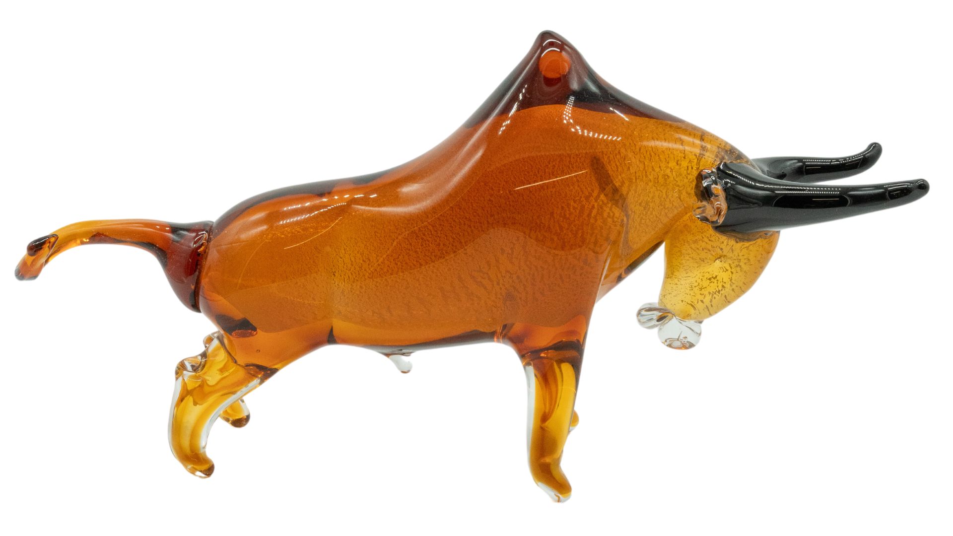 Glass Bull | Amber | 18cm
