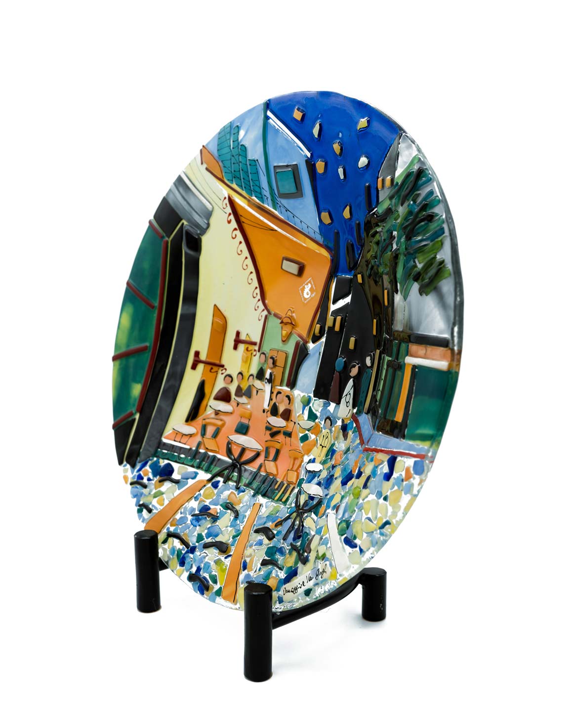 Sebino Glass | Round Plate M | "The Café terrace at night" Collection
