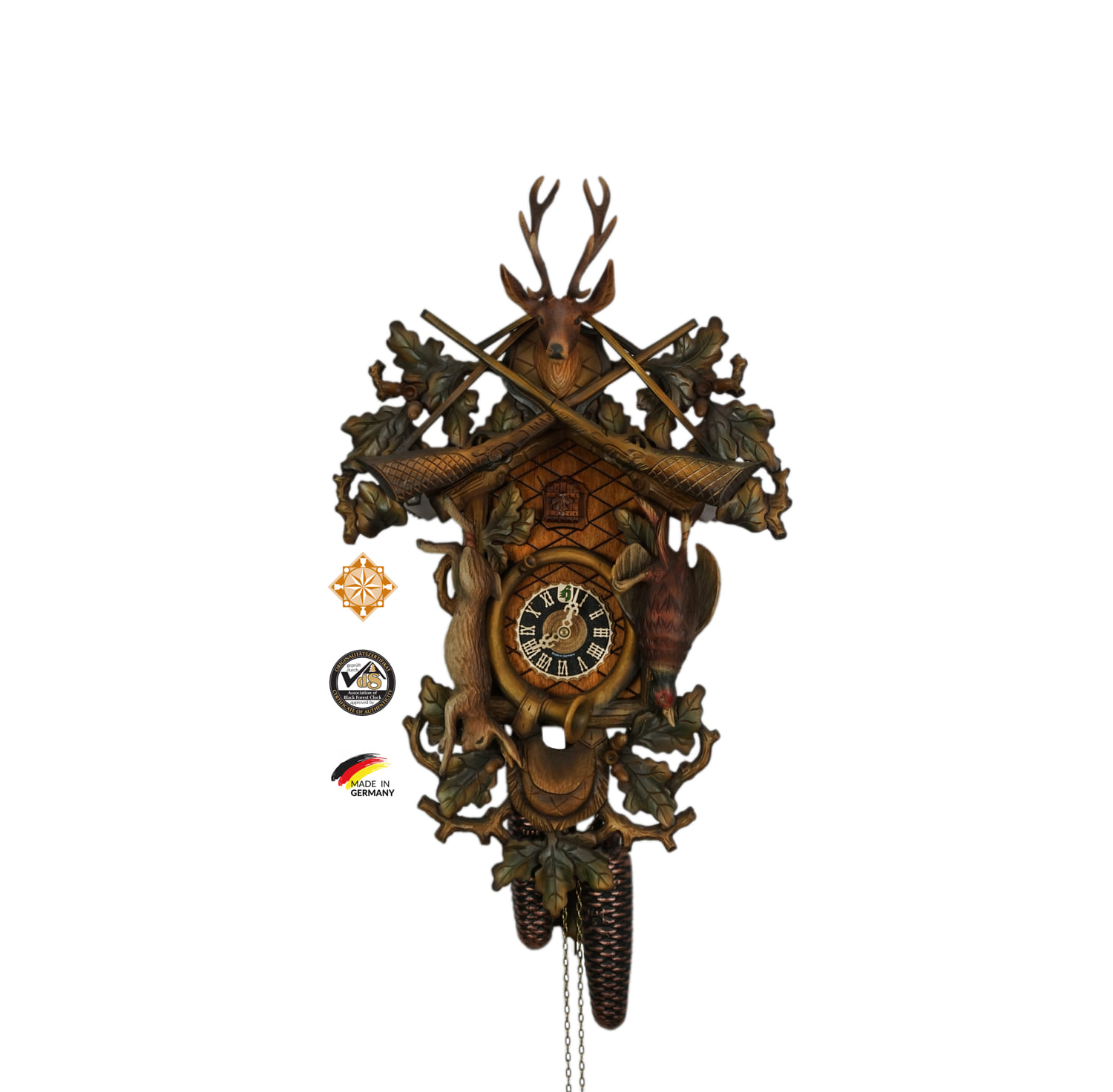 Cuckoo Clock | Hunter Style, Colored | 8 Day Movement