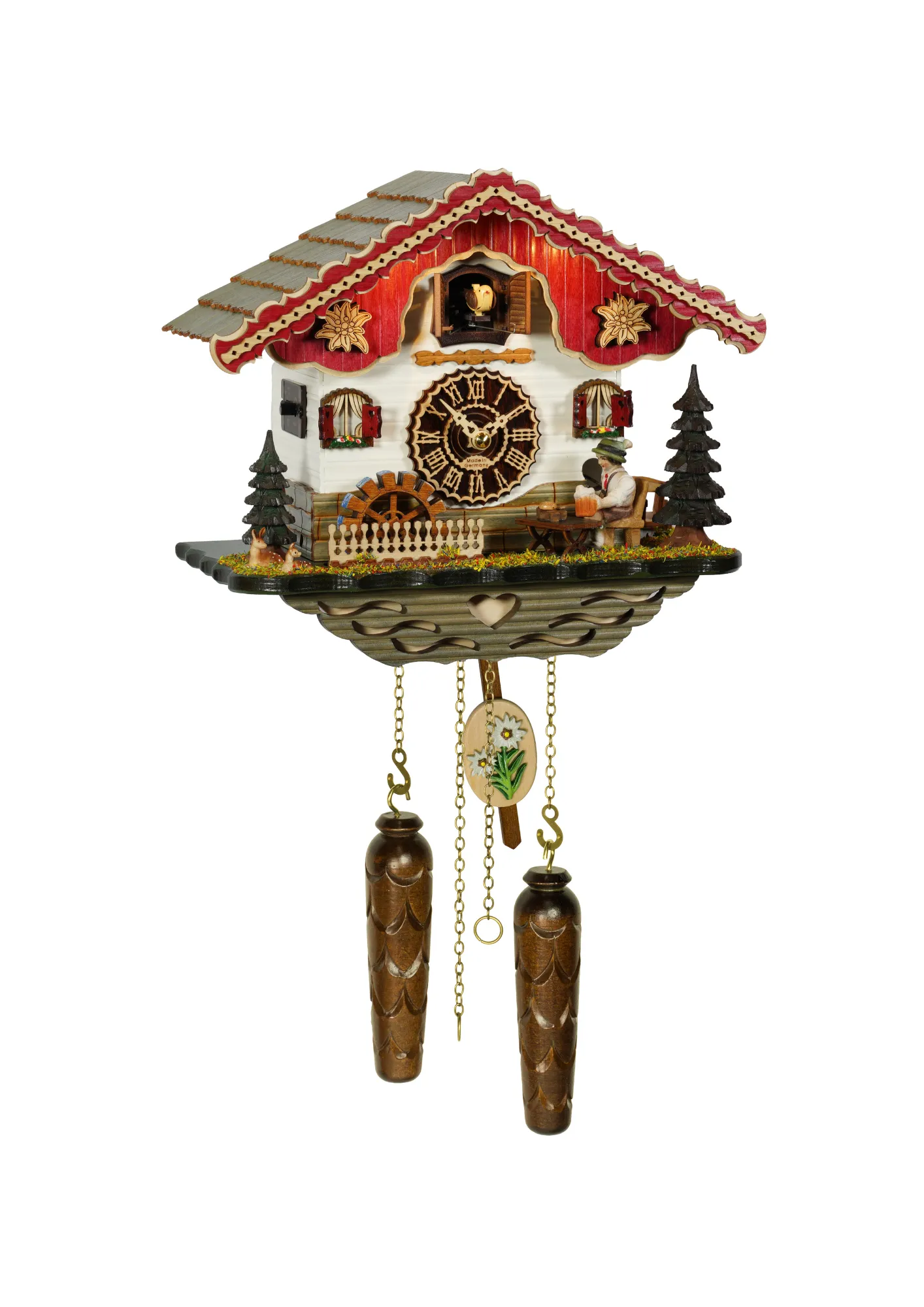Black Forest cuckoo clock with a beer drinker and LED lights plays music made by Trenkle Uhren