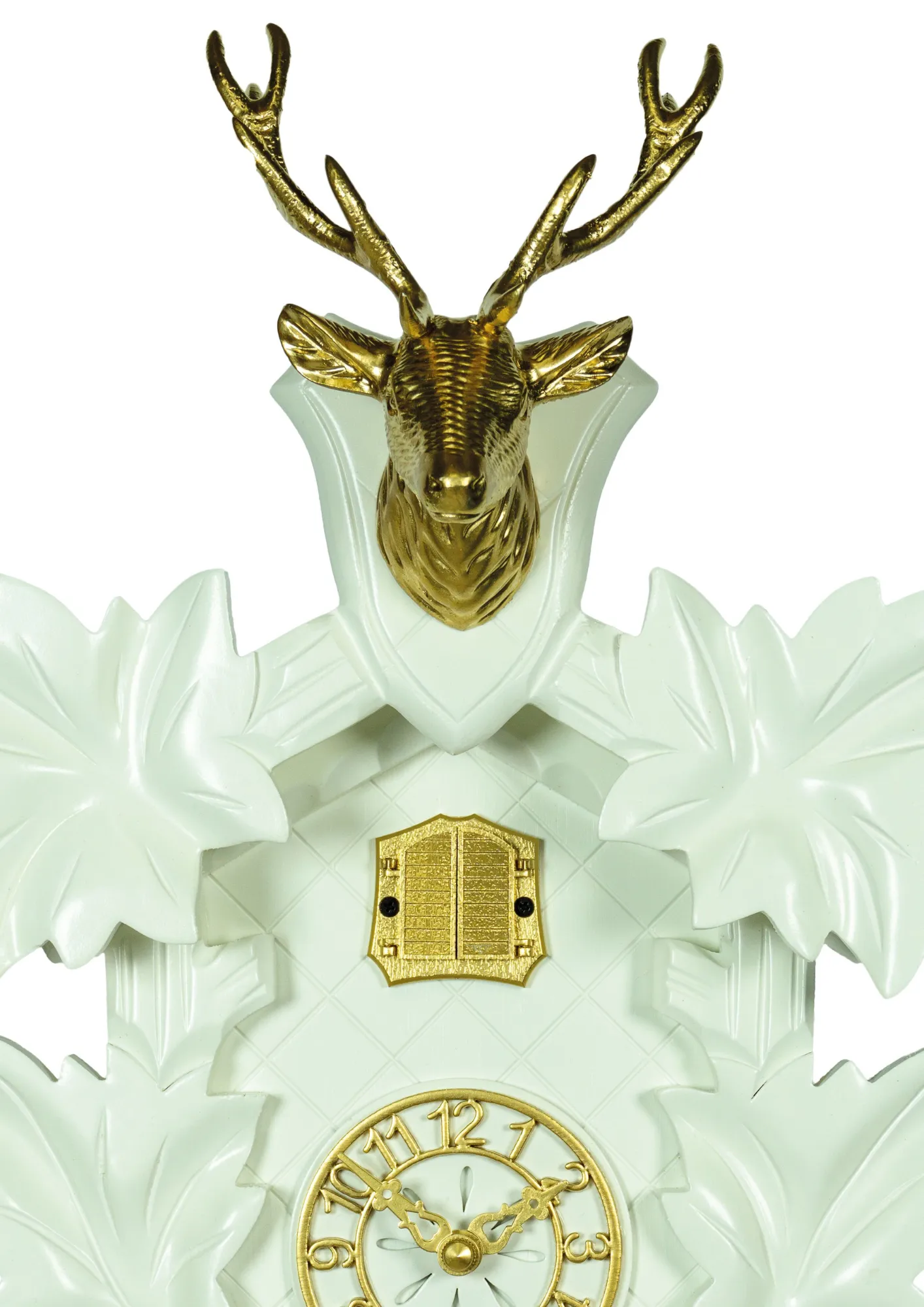 Cuckoo Clock - Modern Gold - Battery (2) Moder White-Gold Minimalistic Battery/Quartz Cuckoo Clock made by Trenkle Uhren