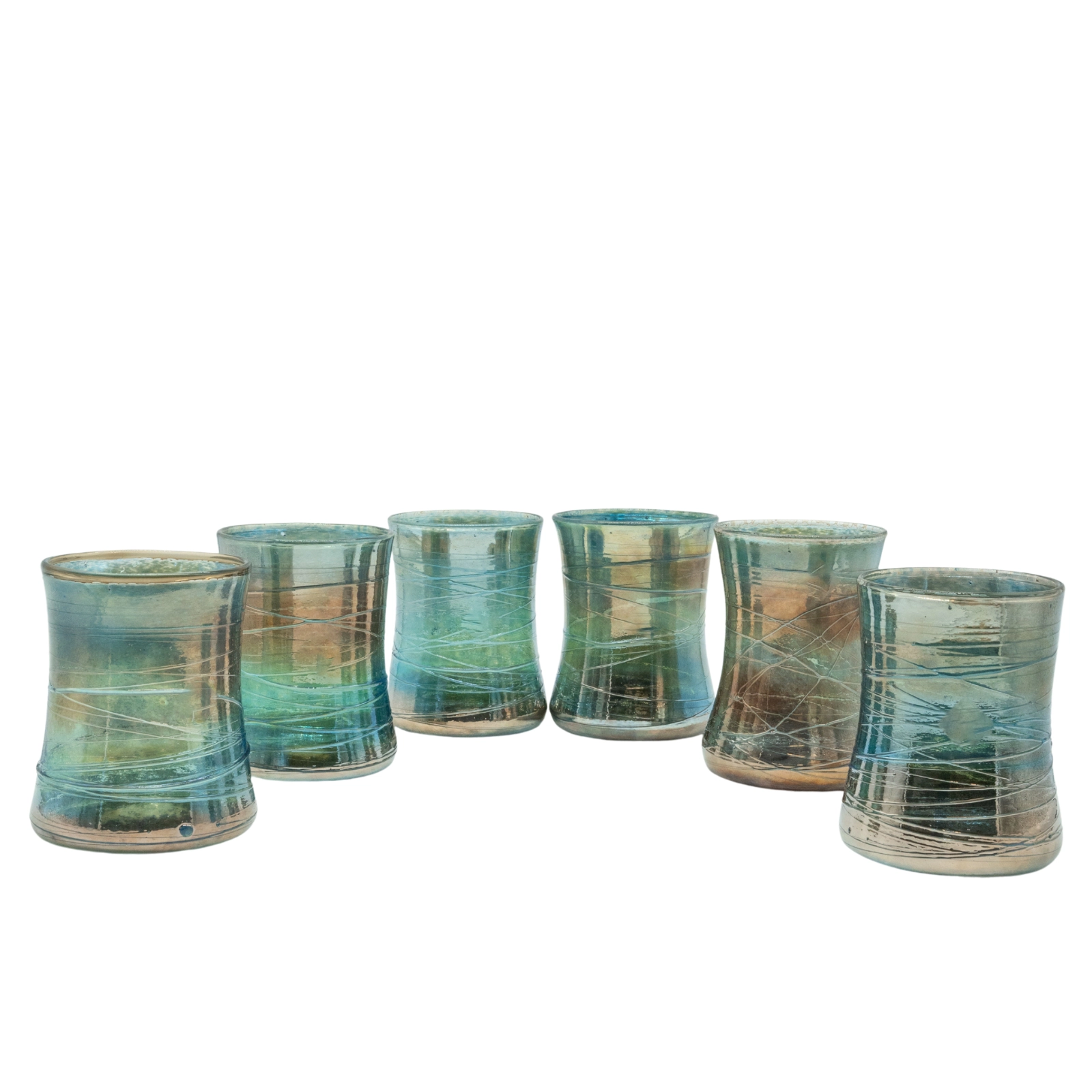 Artistic blue fine mug glass from the Hell Valley set, handmade by our glassblower in our very own glassmanufactory in the Black Forest Hofgut Sternen