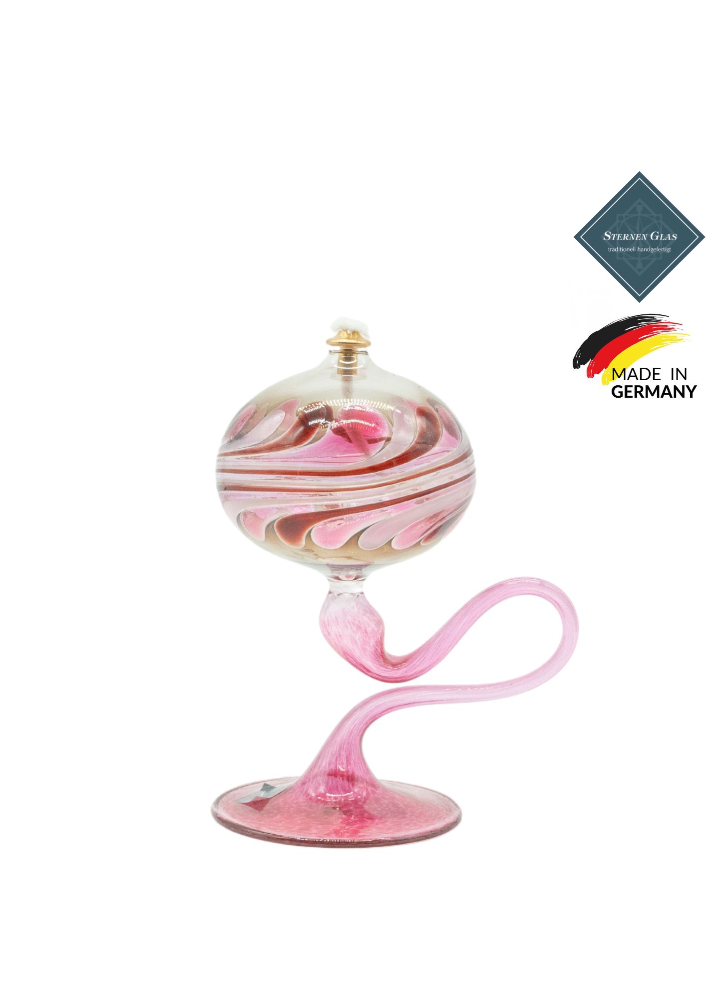 STERNEN GLAS | Öllampe mit Standfuß | C-Form Pink