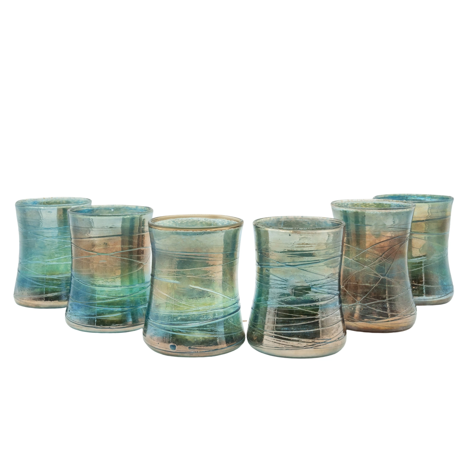 Artistic blue fine mug glass from the Hell Valley set, handmade by our glassblower in our very own glassmanufactory in the Black Forest Hofgut Sternen